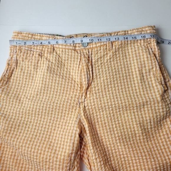 ROBERT Graham Bermuda Casual Walking Shorts Gingham Orange Cotton 34 - Picture 9 of 12